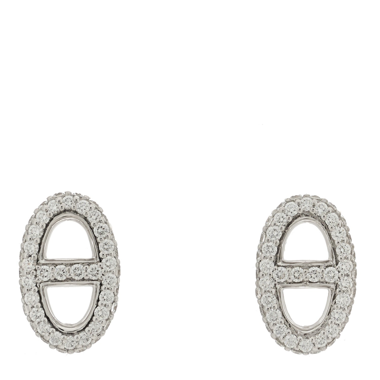 Hermes 18K White Gold Diamond New Farandole Earrings 1 of 5