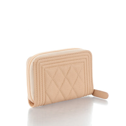 Chanel Caviar Quilted Boy Zip Around Coin Purse Wallet Beige Clair 3 of 7