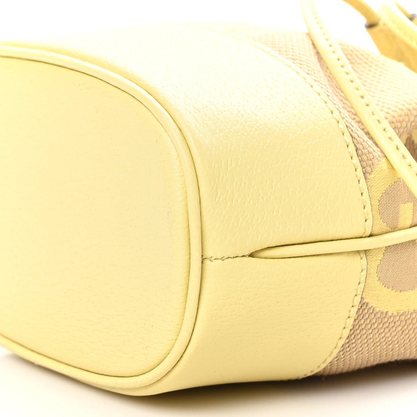 Monogram Jumbo GG Textured Dollar Calfskin Mini Ophidia Bucket Bag Beige Banana