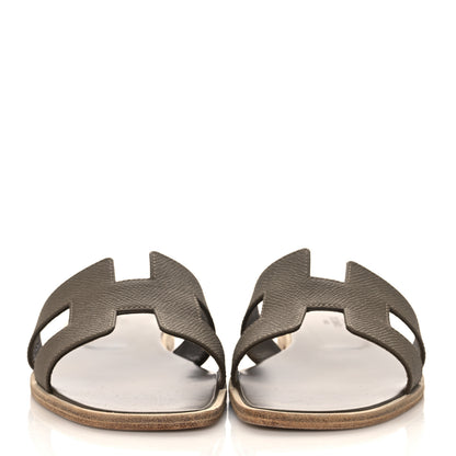 Hermes Epsom Oran Sandals 37.5 Etoupe 2 of 9