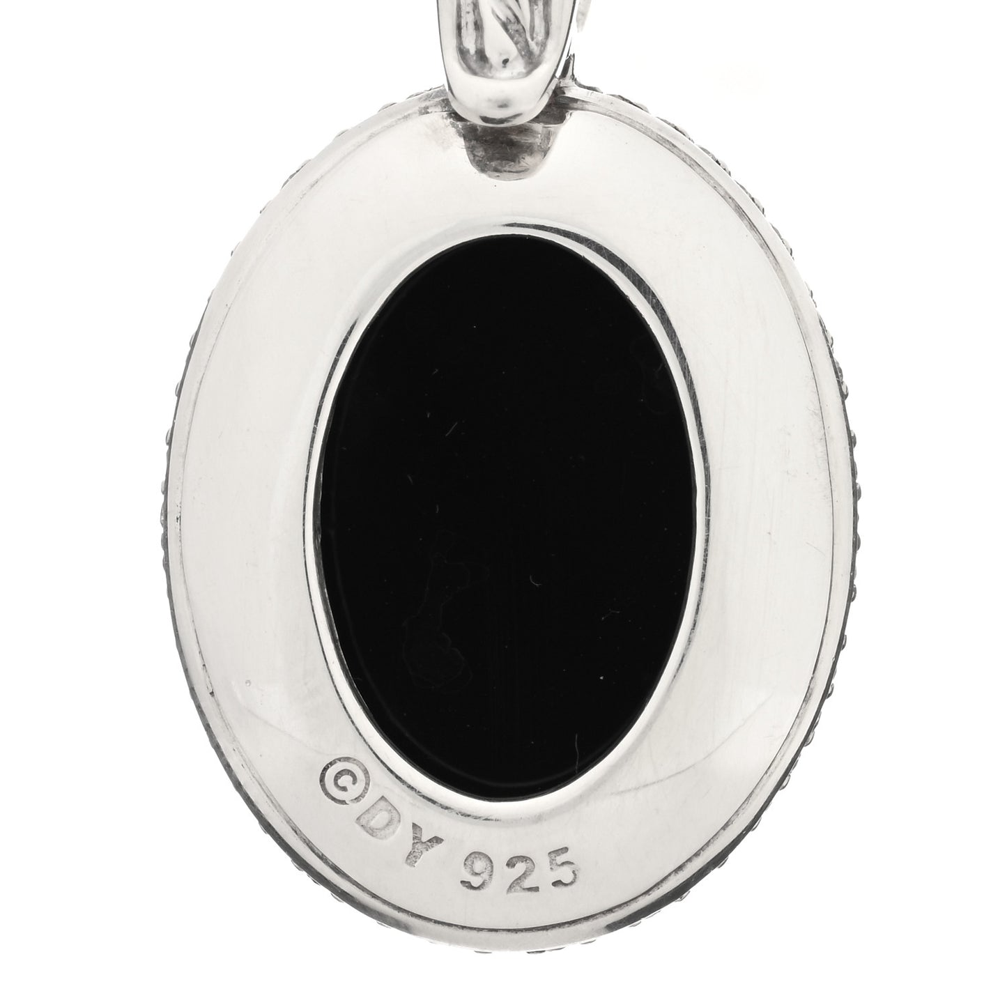 Sterling Silver Diamond Black Onyx 22mm Oval Albion Pendant