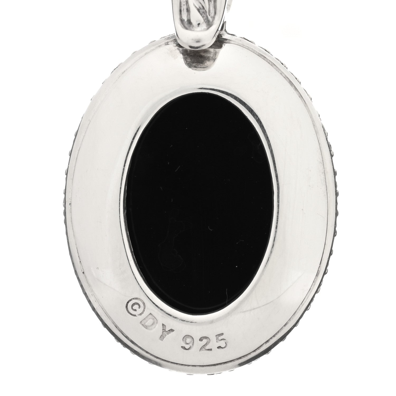 David Yurman Sterling Silver Diamond Black Onyx 22mm Oval Albion Pendant 3 of 3