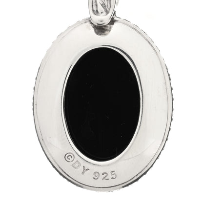 David Yurman Sterling Silver Diamond Black Onyx 22mm Oval Albion Pendant 3 of 3