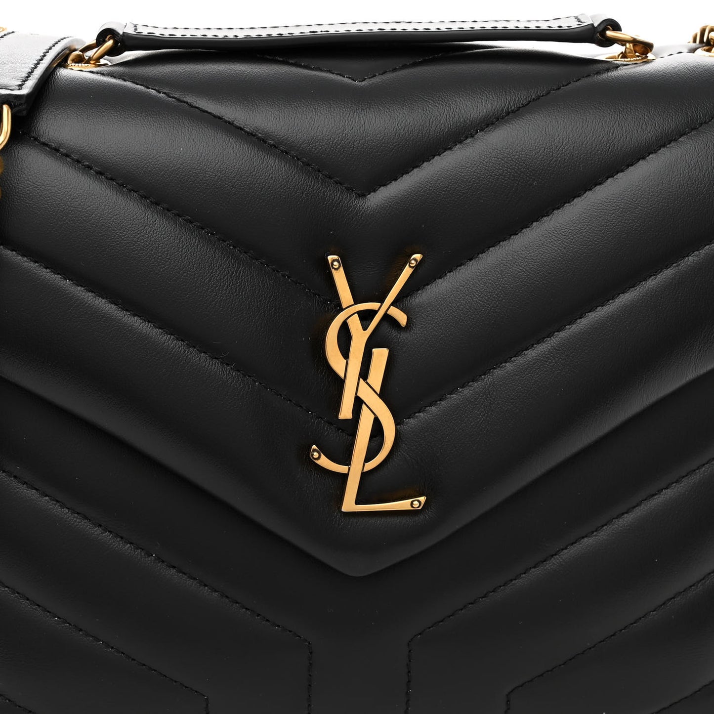 Calfskin Y Quilted Monogram Small Loulou Chain Satchel Black