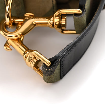 Saint Laurent Suede Monogram University Camouflage Shoulder Bag Green 10 of 11