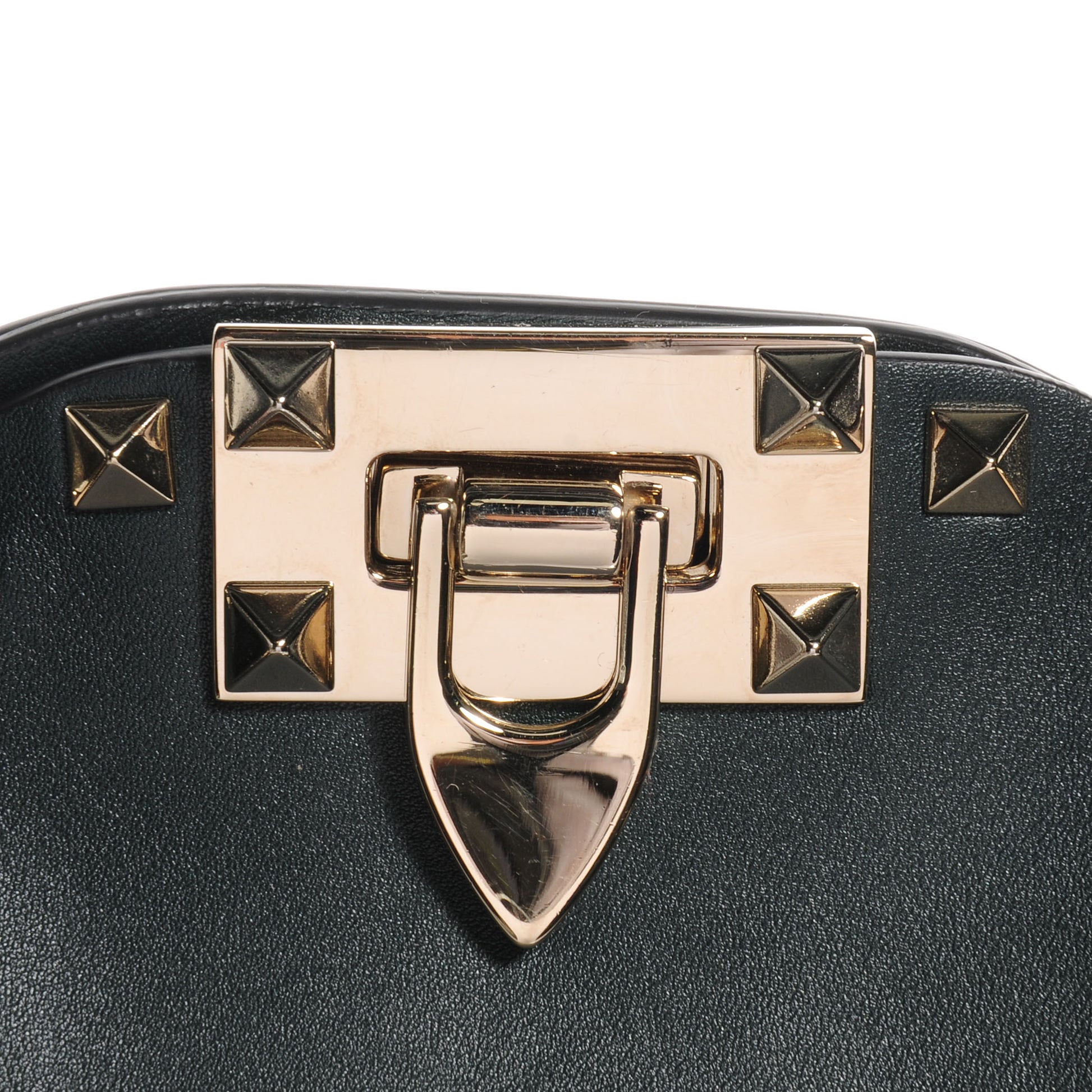 Valentino Garavani Leather Rockstud Dome Satchel Navy 8 of 9