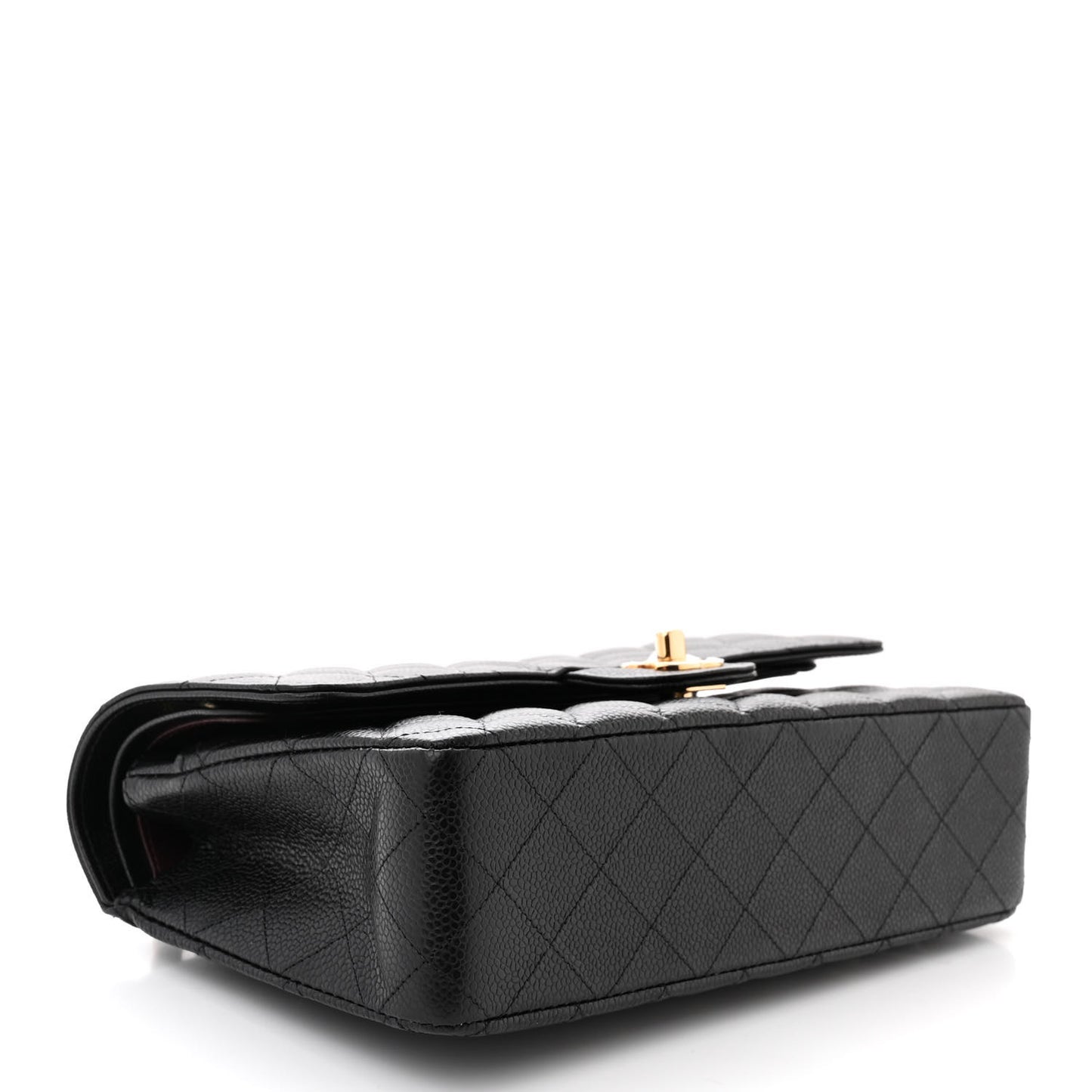 Caviar Quilted Medium Double Flap Black