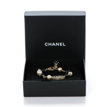 Chanel Pearl Beaded CC Bracelet Gold Black 5 of 5