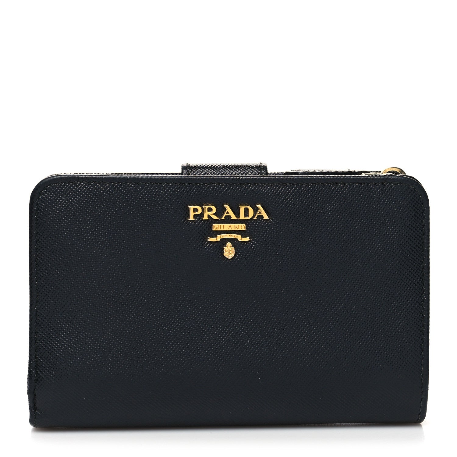 Prada Saffiano Metal Compact Wallet Black 1 of 8