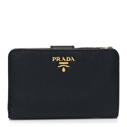 Prada Saffiano Metal Compact Wallet Black 1 of 8