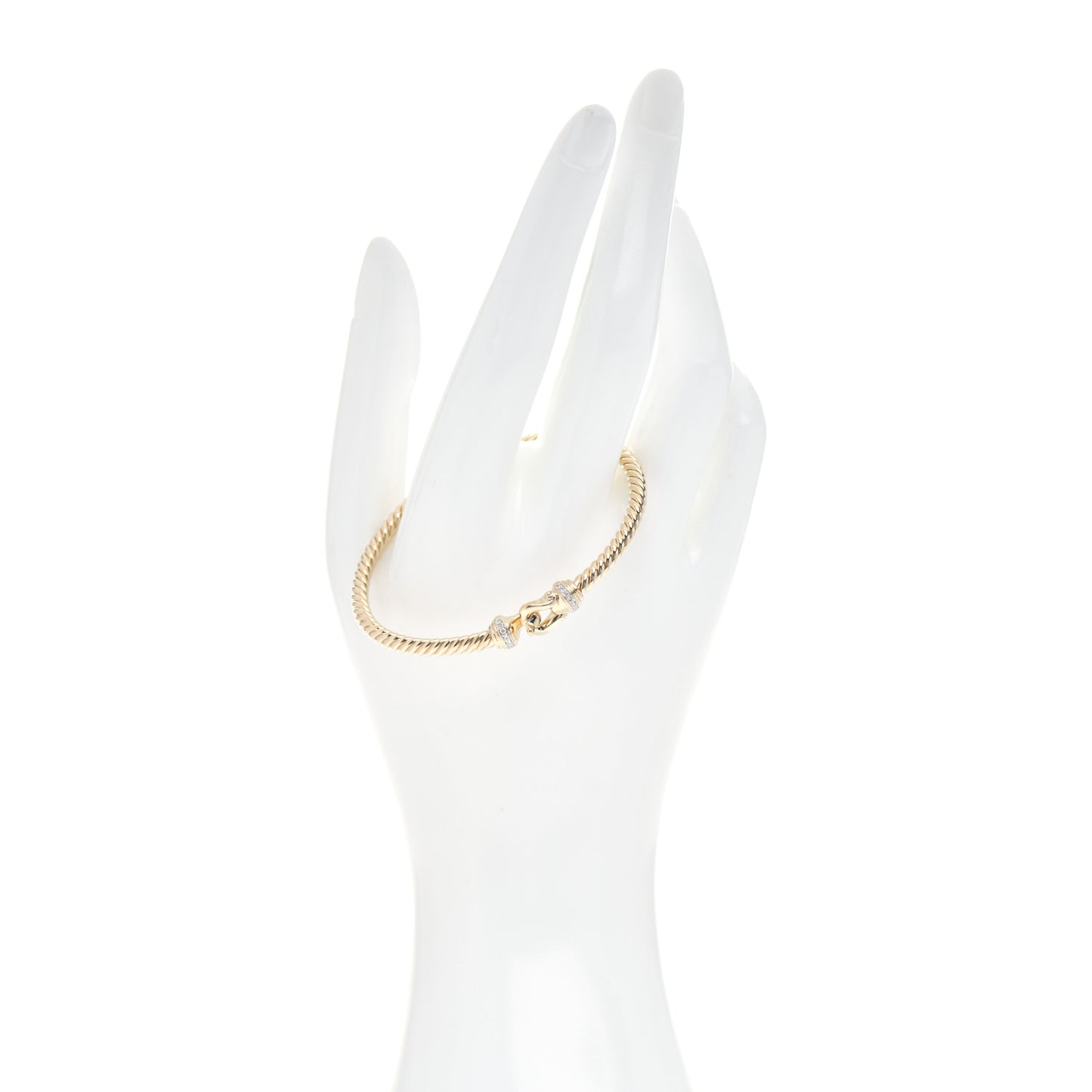 18K Yellow Gold Diamond 3.5mm Cable Buckle Bracelet