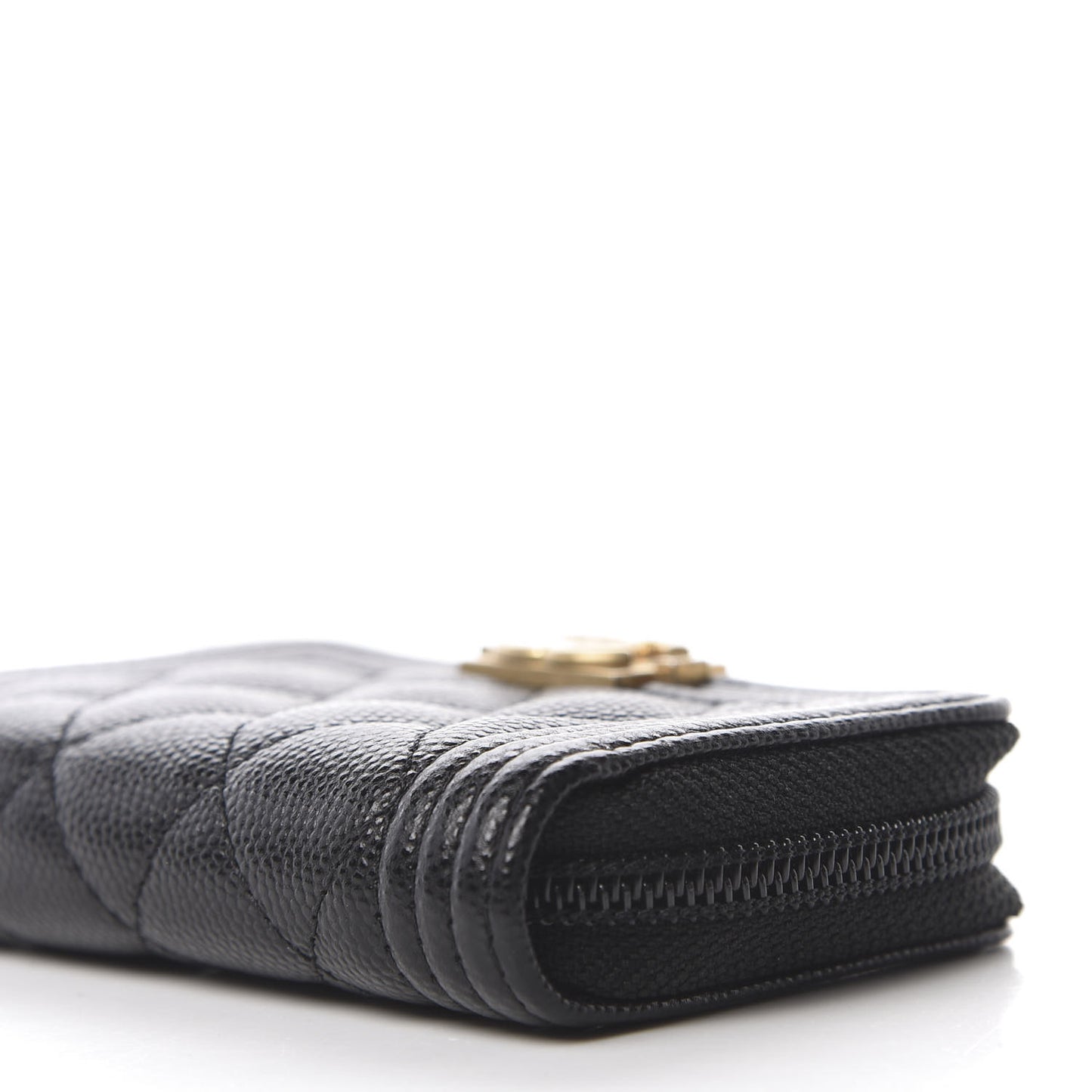 Caviar Quilted Boy Zip Around Coin Purse Wallet Black