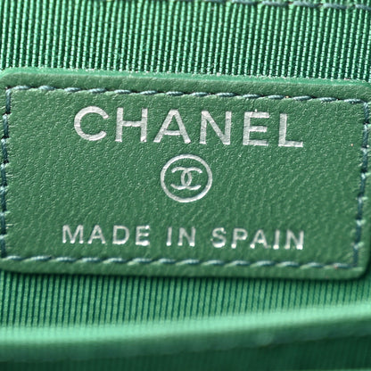 Chanel Lambskin Quilted Zip Around Coin Purse Wallet Green 6 of 8