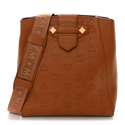 MCM Calfskin Ottomar Monogram Essential Bucket Bag Cognac 1 of 9