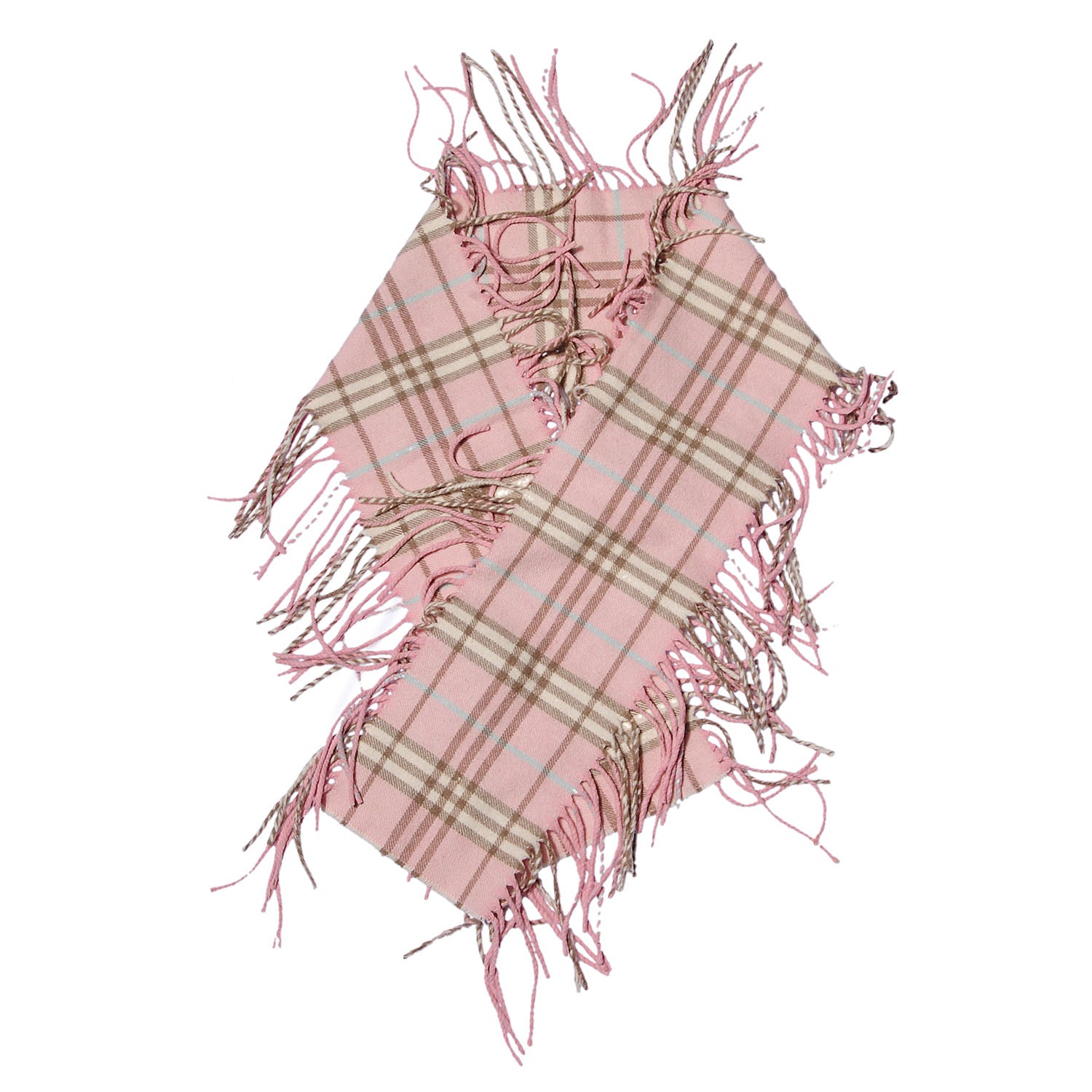 Burberry Cashmere Check Happy Fringe Scarf Pink 1 of 3