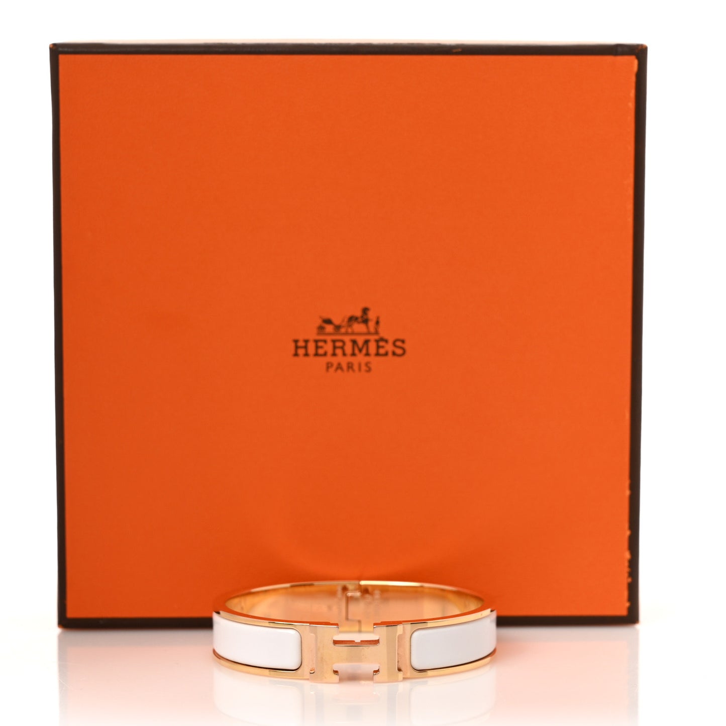 Enamel Narrow Clic Clac H Bracelet PM White