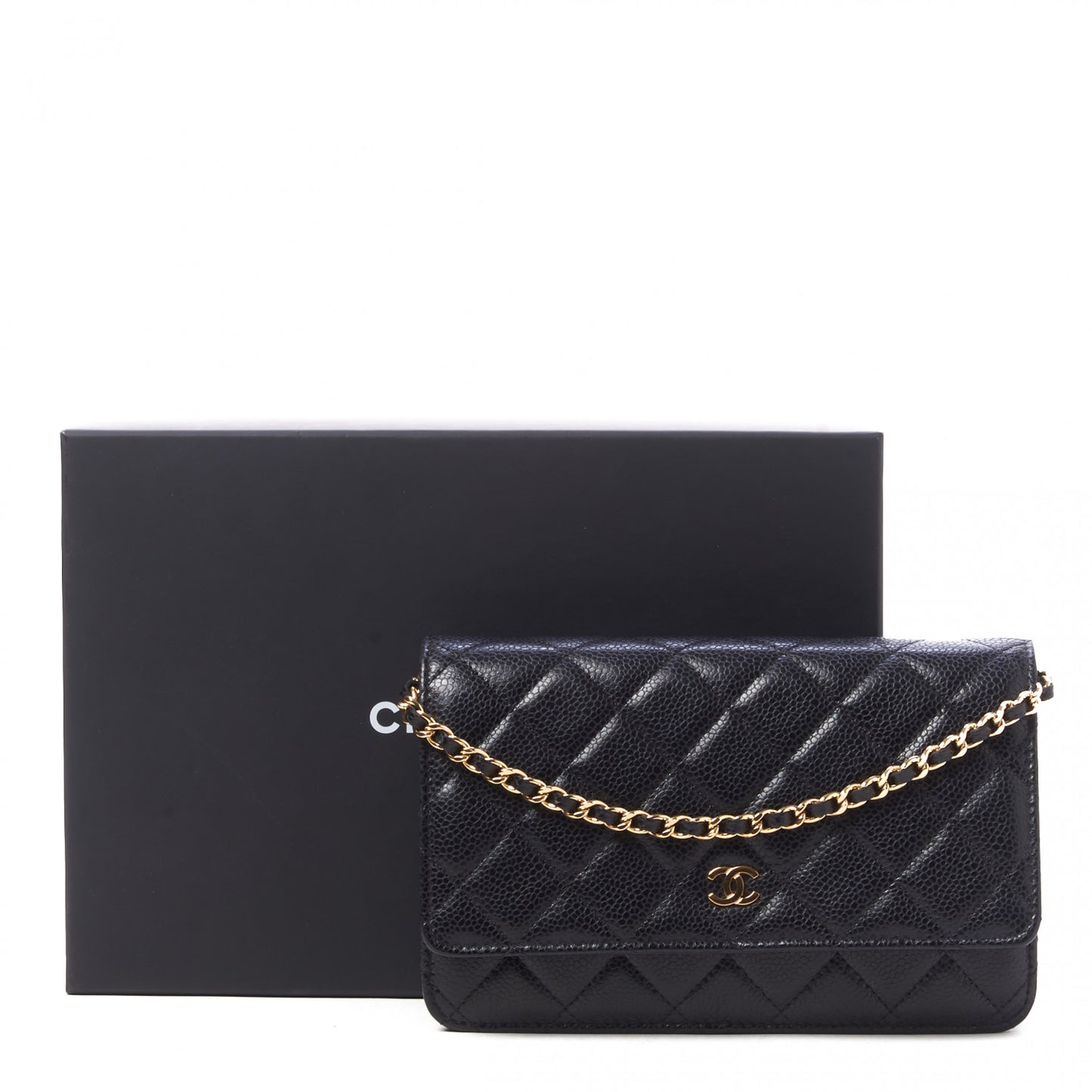 Caviar Quilted Wallet On Chain WOC Black