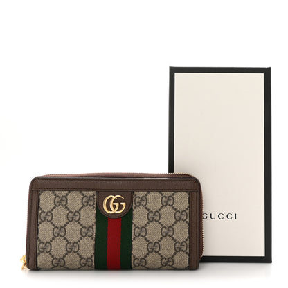Gucci GG Supreme Monogram Web Ophidia Zip Around Wallet Brown 10 of 10