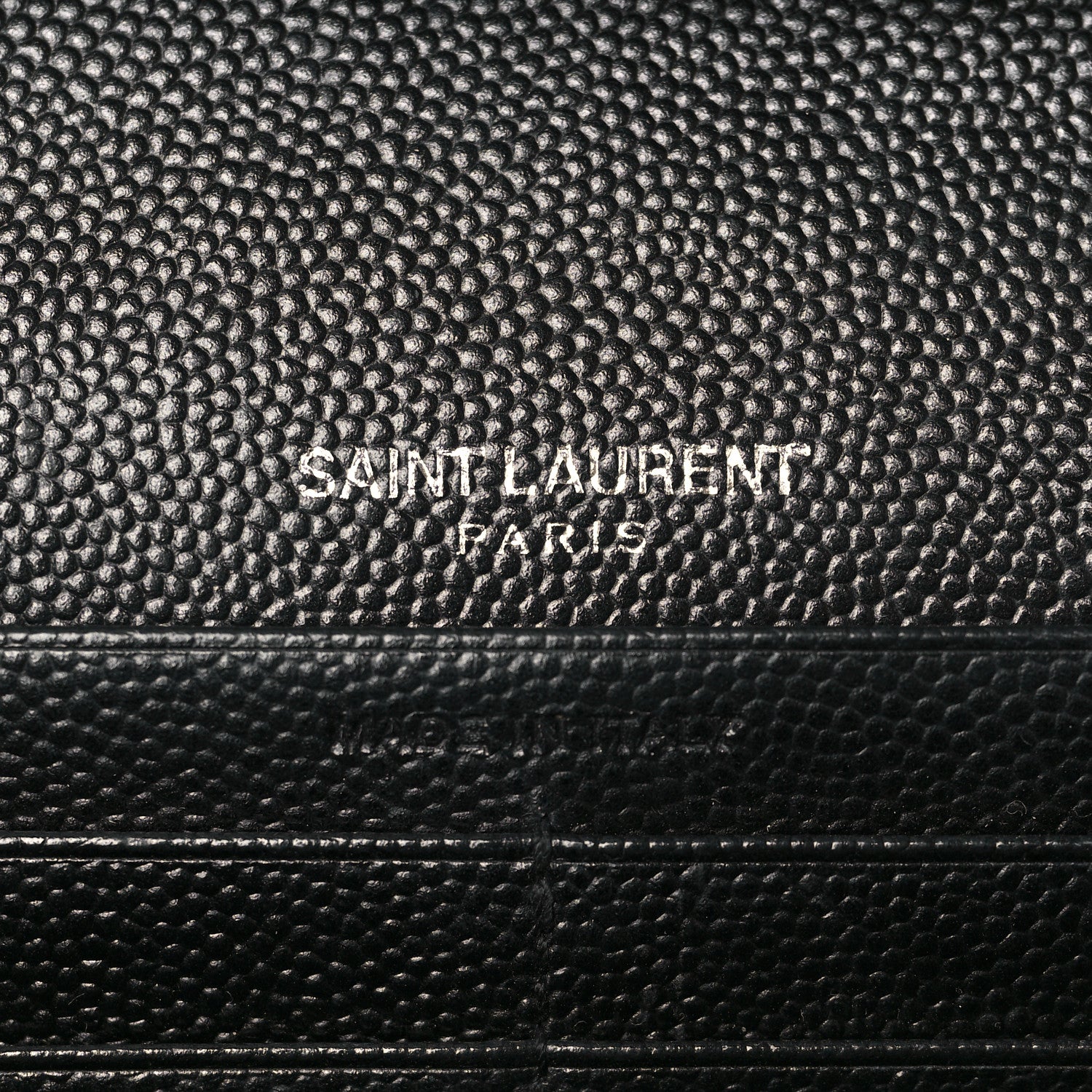 Saint Laurent Grain De Poudre Matelasse Chevron Monogram Chain Wallet Black 5 of 8