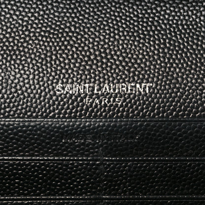 Saint Laurent Grain De Poudre Matelasse Chevron Monogram Chain Wallet Black 5 of 8