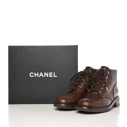 Chanel Calfskin Lace Up CC Short Boots 42 Dark Brown 11 of 11