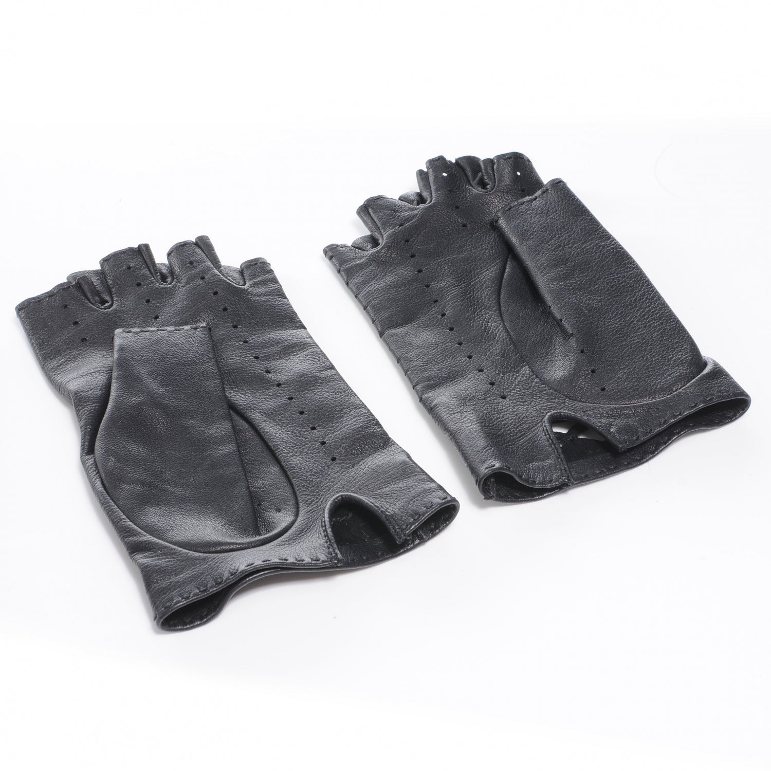 Chanel Lambskin Fingerless Woven CC Gloves Black 7.5 2 of 5