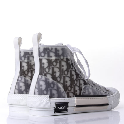 Christian Dior Technical Canvas Oblique Mens B23 High Top Sneakers 44 White Black 4 of 11