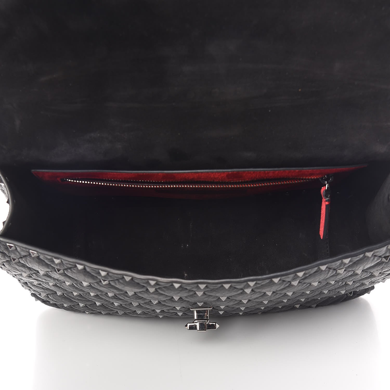 Valentino Garavani Craquele Nappa Large Rockstud Spike Shoulder Bag Black 7 of 10