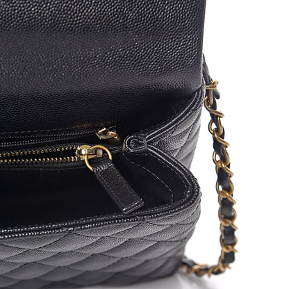Chanel Caviar Lizard Embossed Quilted Small Coco Handle Flap Black 18 of 19