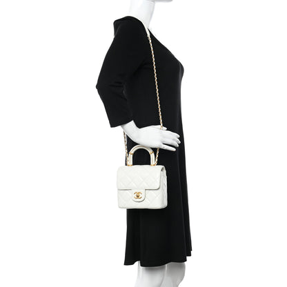 Chanel Lambskin Handle Crush Top Handle Flap Bag White 2 of 11