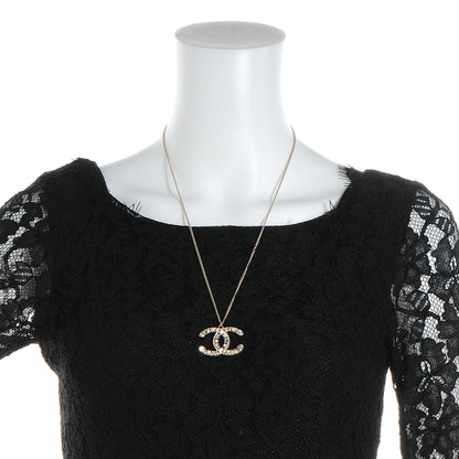 Chanel Pearl Crystal Baguette CC Long Necklace Gold 2 of 5