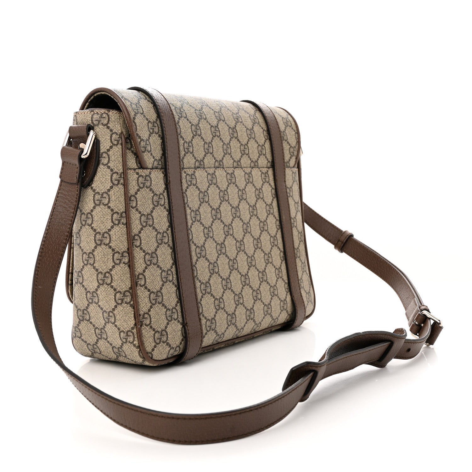 Gucci GG Supreme Monogram Textured Dollar Calfskin Retro Interlocking G Flap Messenger Bag Beige Ebony New Acero 3 of 11