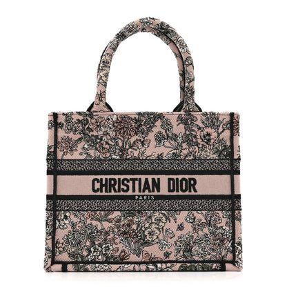 Christian Dior Canvas Embroidered Small Flowers Book  Tote Pink 1 of 10