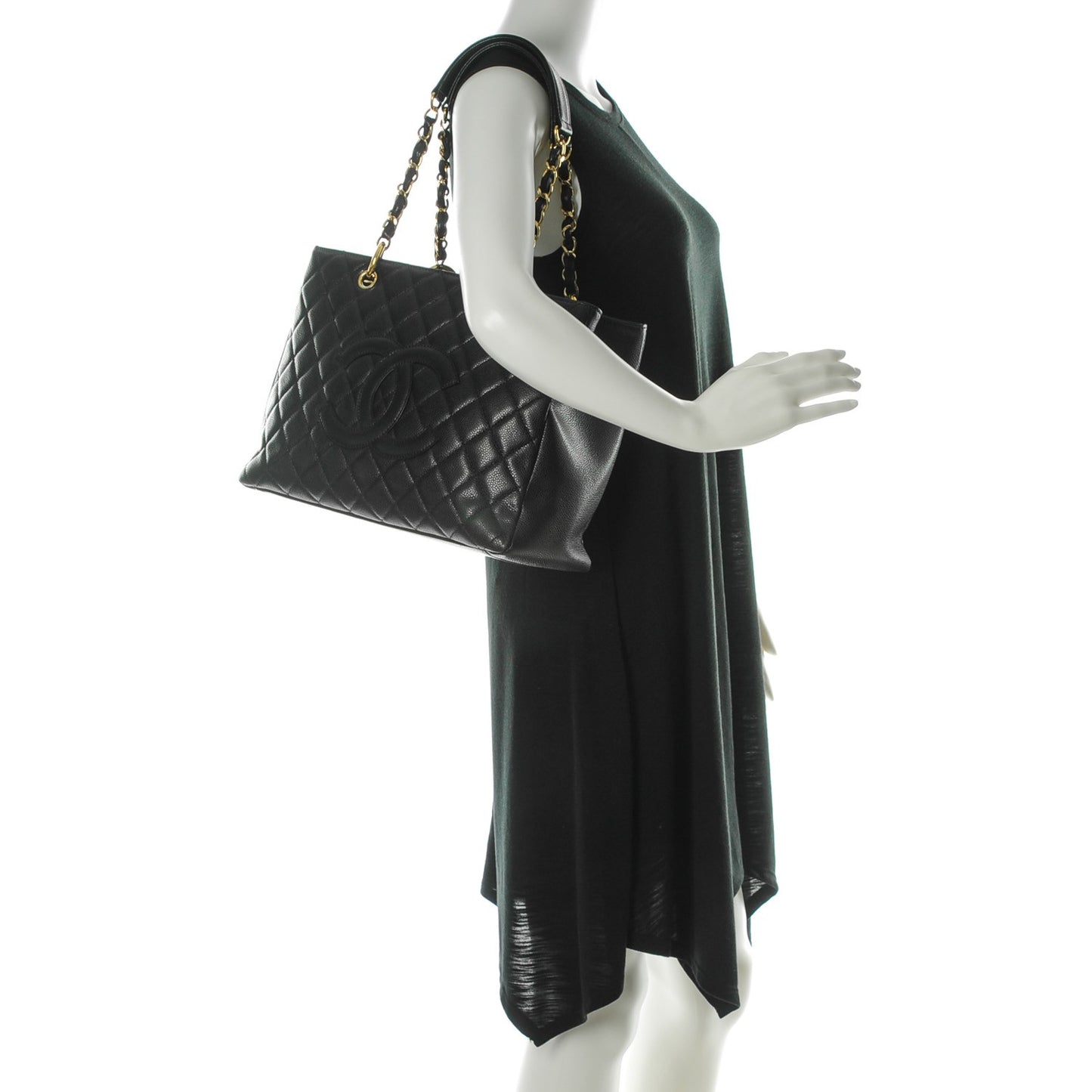 Caviar Quilted Grand Shopping Tote GST Black