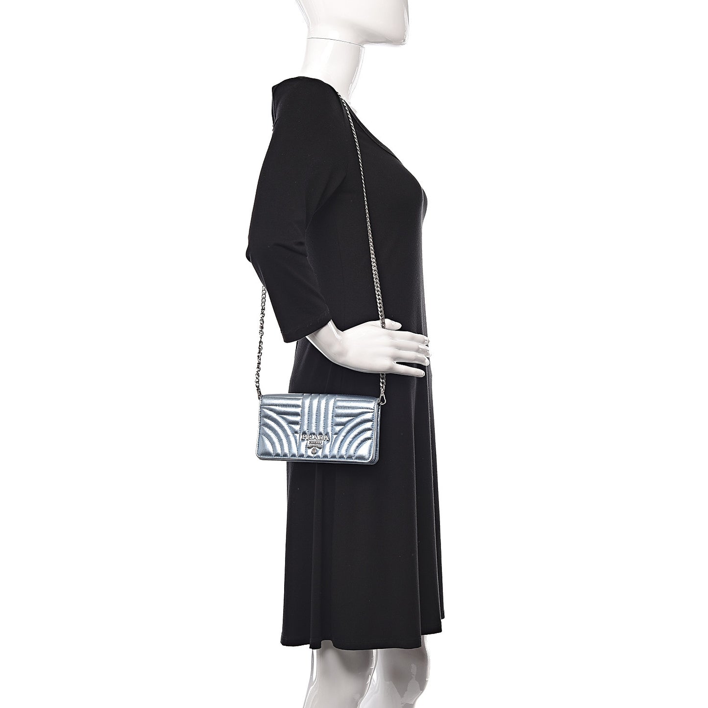Metallic Nappa Mini Impunture Diagramme Chain Crossbody Bag Pervinca Mordor