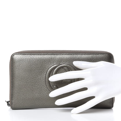 Gucci Metallic Pebbled Calfskin Soho Zip Around Wallet Sasso 2 of 11
