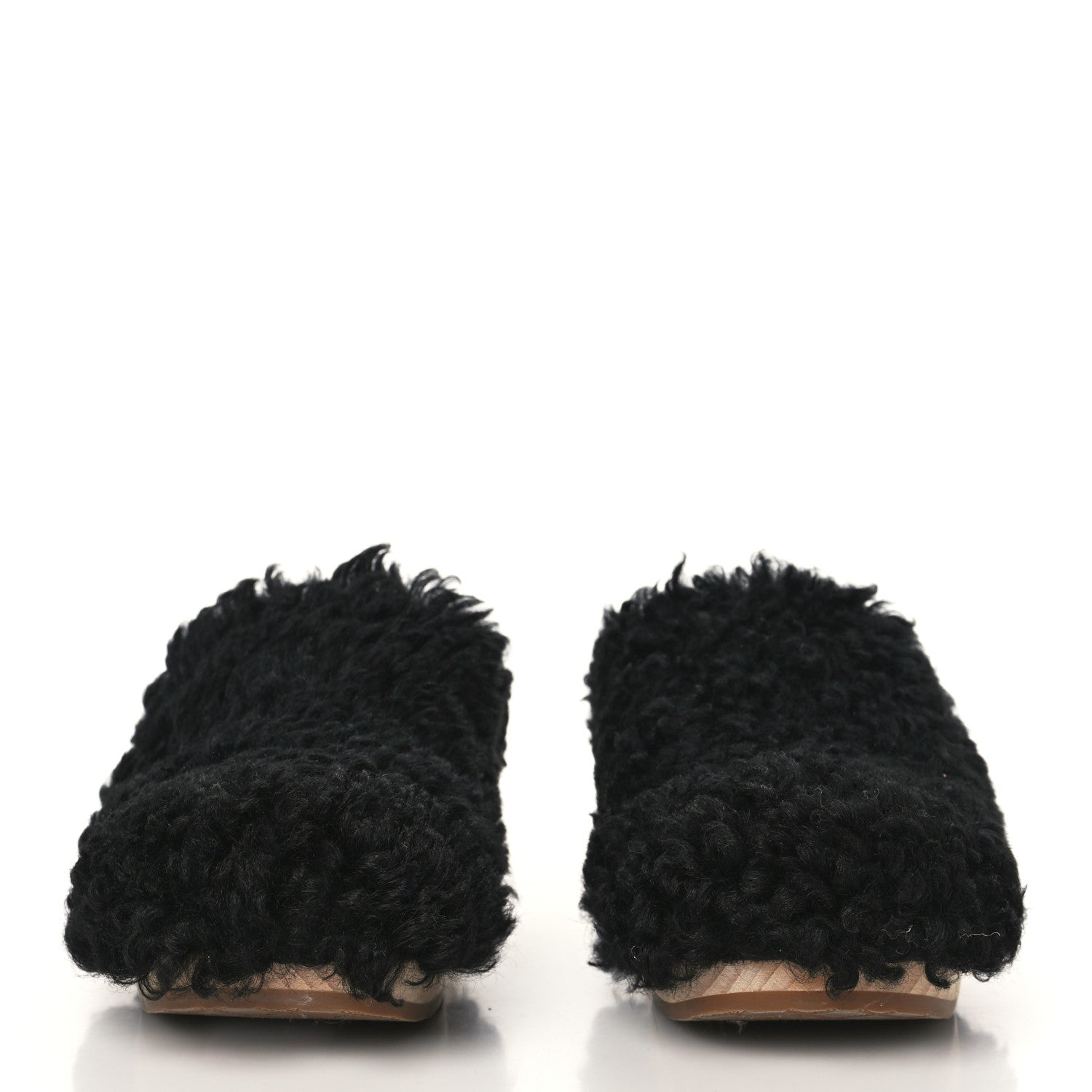 Chanel Shearling Lambskin Clogs 39 Black 3 of 8