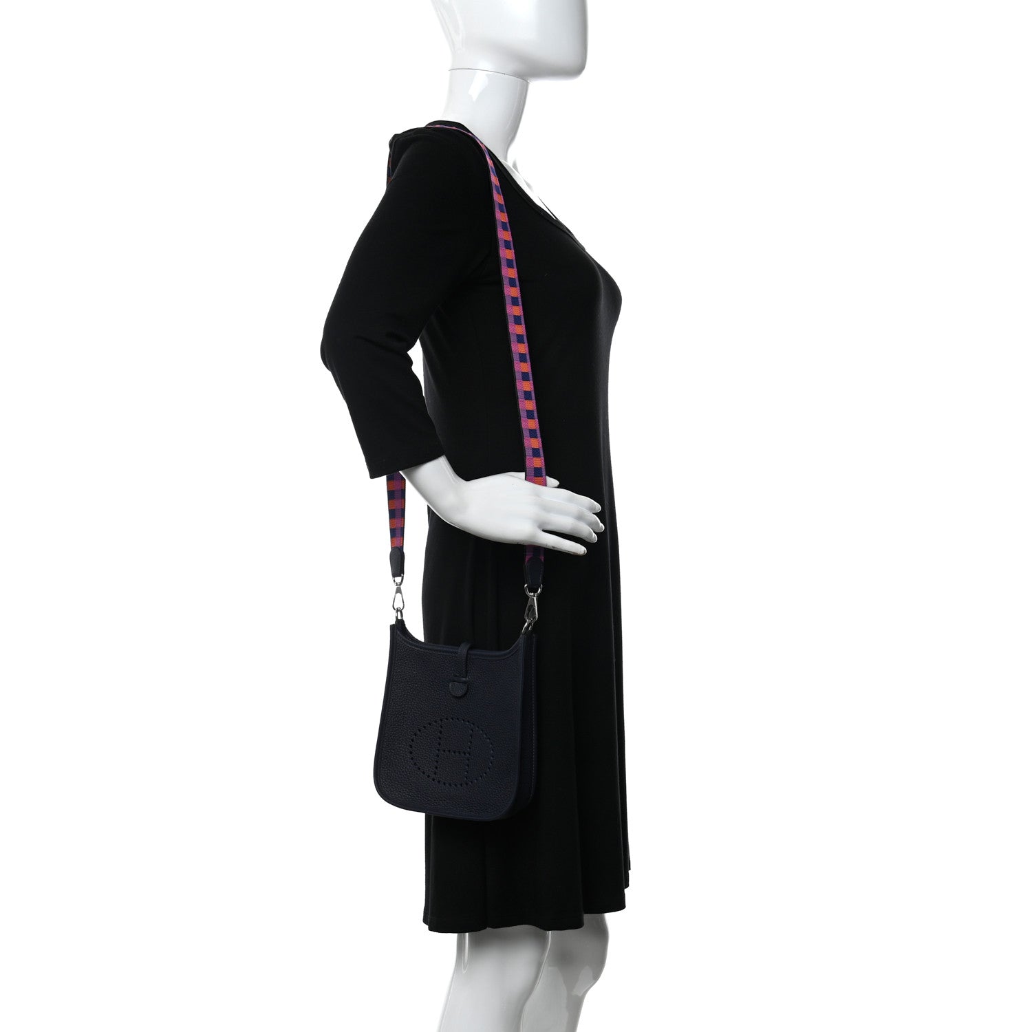 Hermes Taurillon Clemence Amazone Maxi Quadrille Evelyne TPM Bleu Nuit Bleu Saphir Anemone Capucine 2 of 13