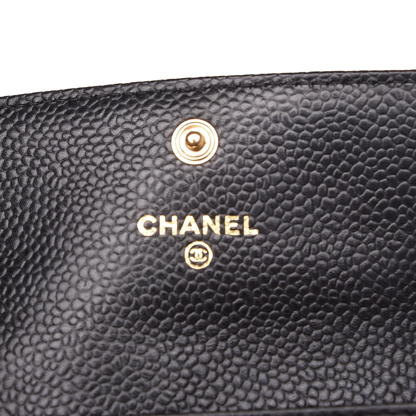 Caviar Quilted Flap Card Holder Black