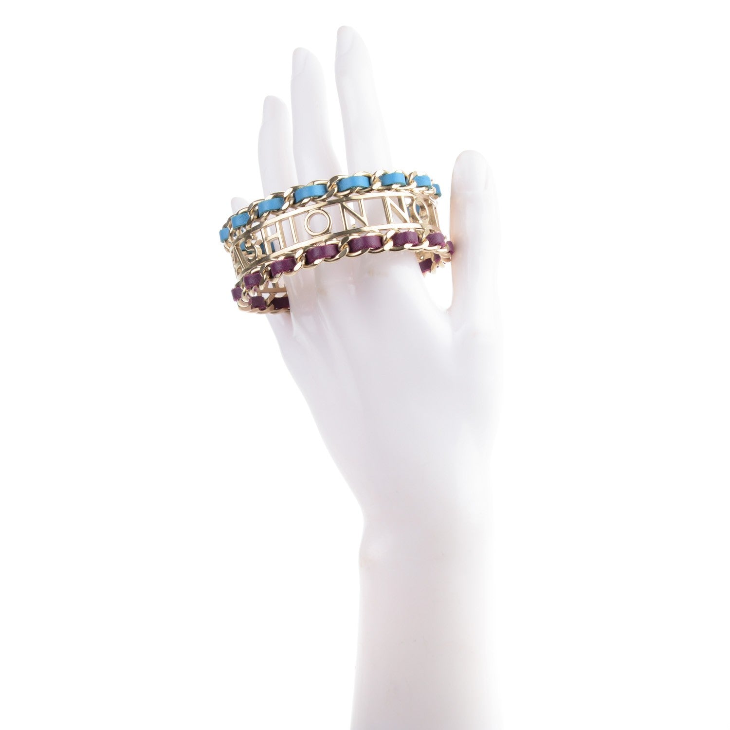 Chanel Lambskin Chain Bangle Blue Purple Gold 2 of 5