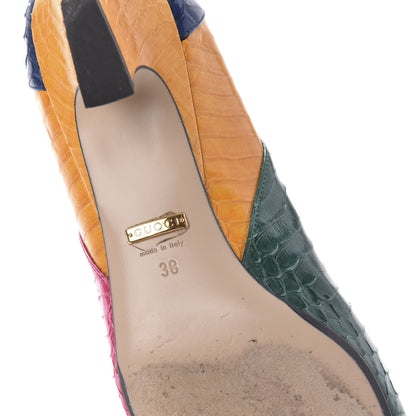 Gucci Snakeskin Crystal Double G Pumps 38 Multicolor 6 of 8