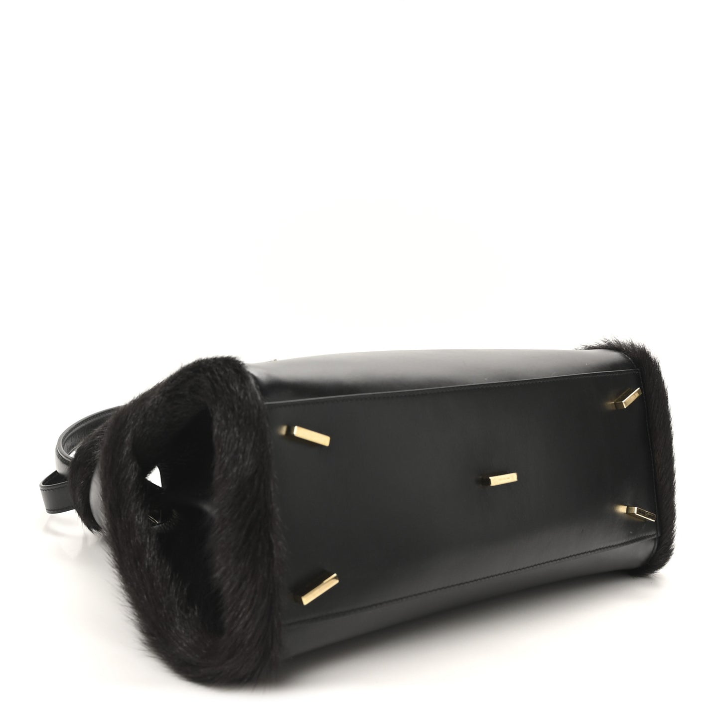 Calfskin Shearling Medium Hug Bag Black