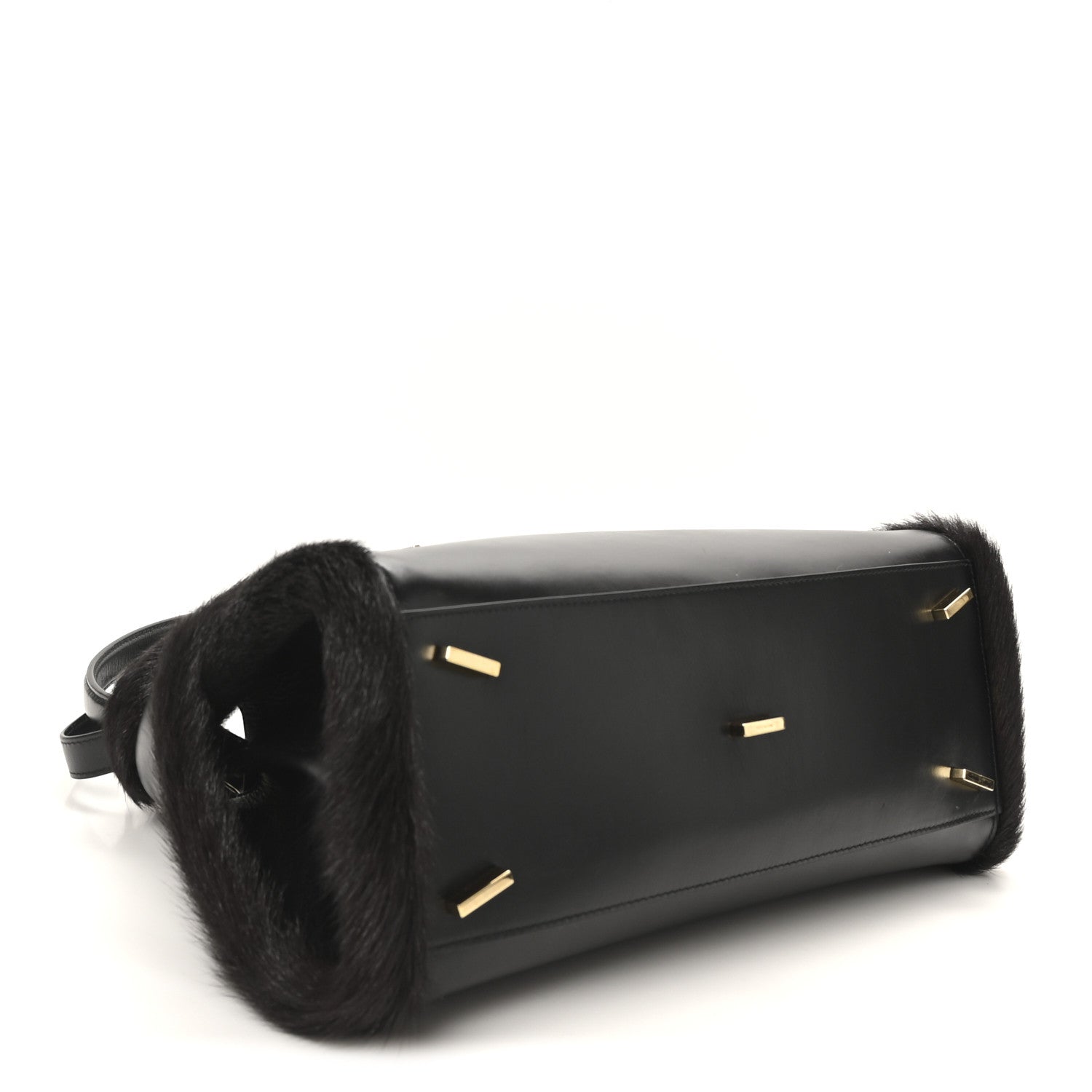 Salvatore Ferragamo Calfskin Shearling Medium Hug Bag Black 4 of 9