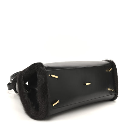 Salvatore Ferragamo Calfskin Shearling Medium Hug Bag Black 4 of 9