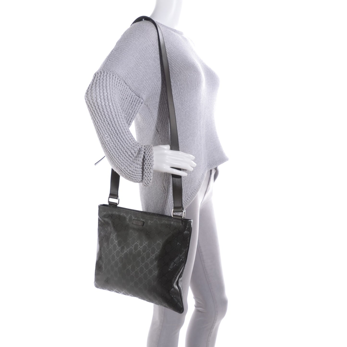 Imprime Monogram Medium Flat Messenger Bag Military