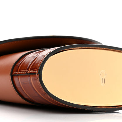 Chloe Calfskin Crocodile Embossed Small Aby Lock Chestnut Brown 8 of 10