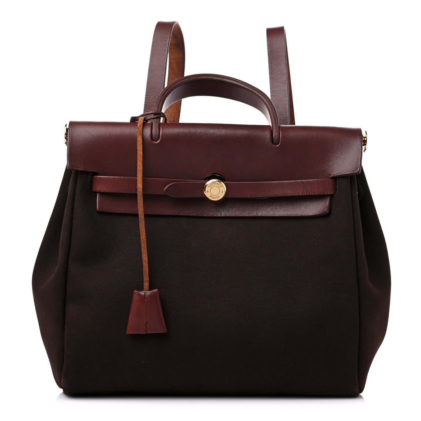 Toile Vache Calfskin Herbag 30 PM Backpack Havane