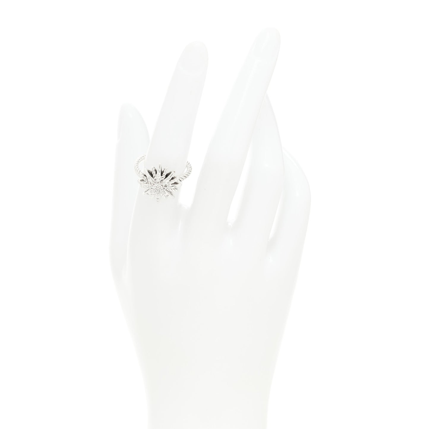 Sterling Silver Diamond 16mm Starburst Ring 54 7