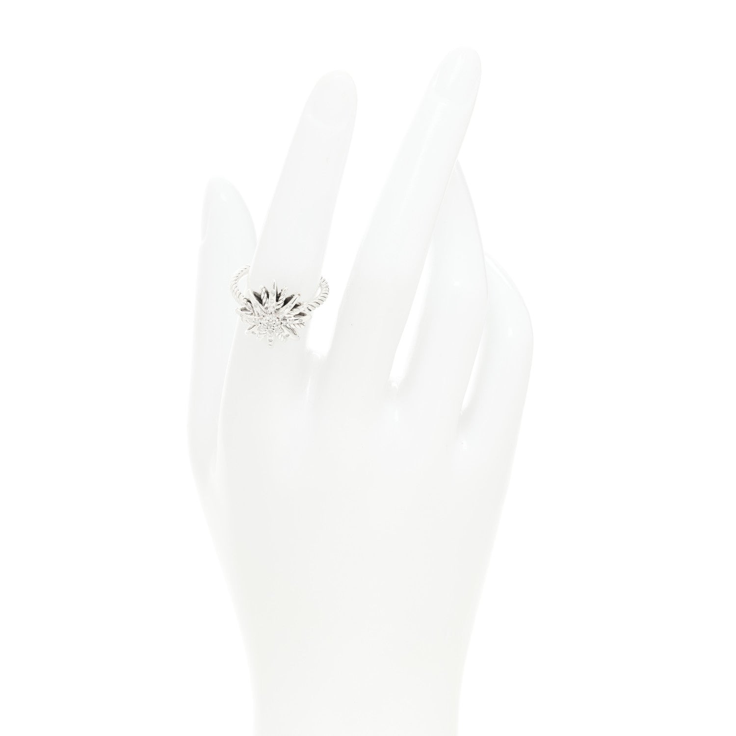 David Yurman Sterling Silver Diamond 16mm Starburst Ring 54 7 2 of 5