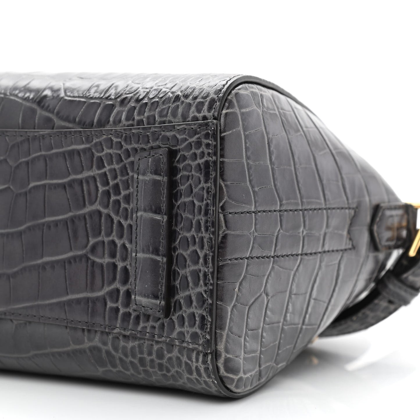 Calfskin Crocodile Embossed Mini Antigona Storm Grey